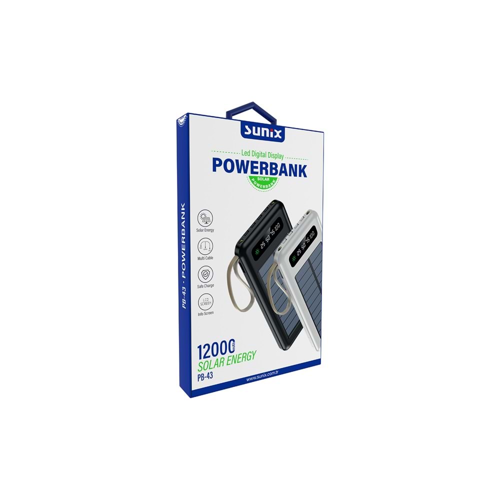 PB43 / 12.000 mAh Solar Energy Powerbank