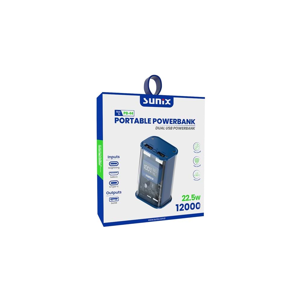 PB44 / 12.000 mAh Powerbank - Mavi