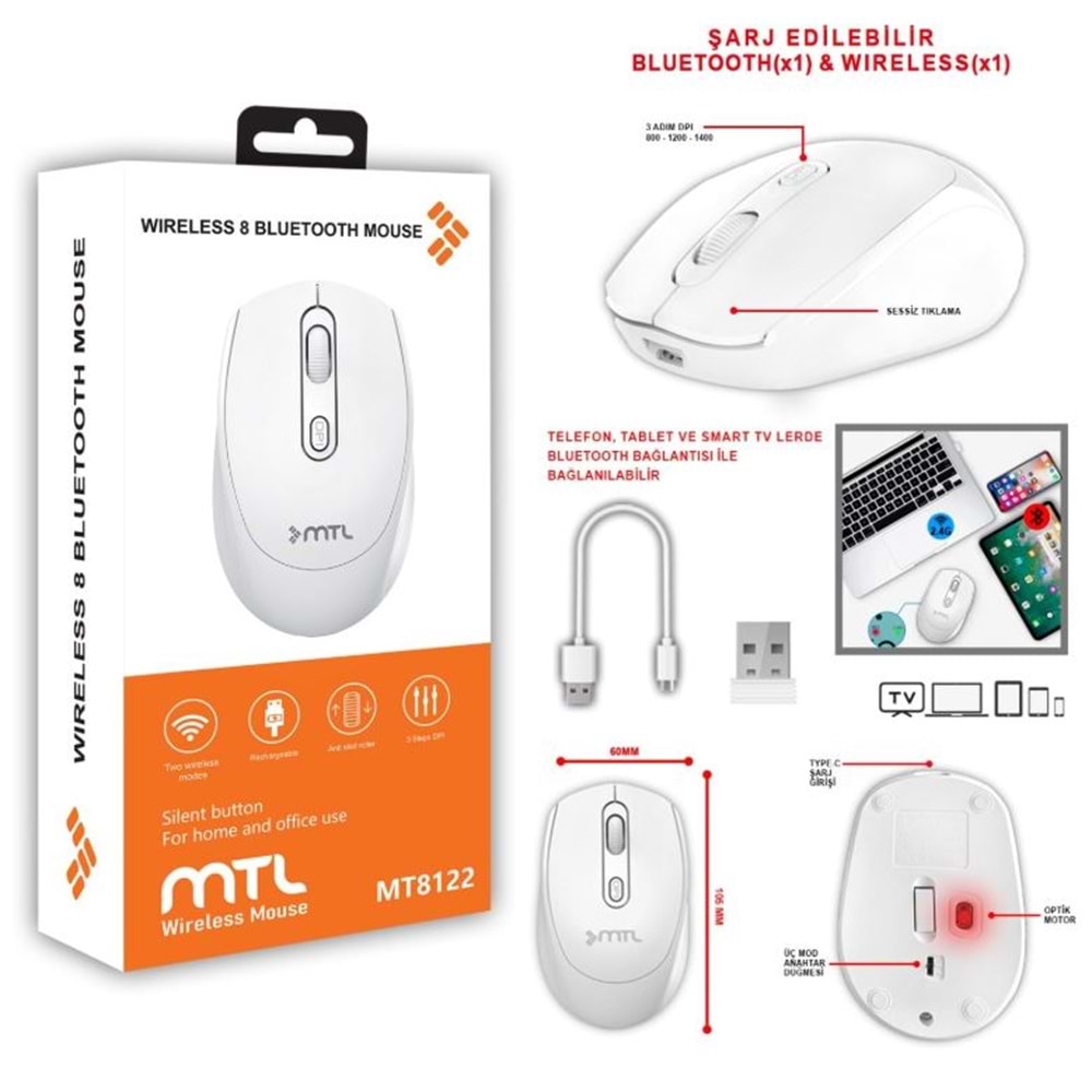 MTL MT8122 BLUETOOTH ŞAJLI MOUSE
