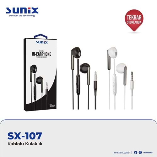 SX107 Kulak İçi Kulaklık - Beyaz