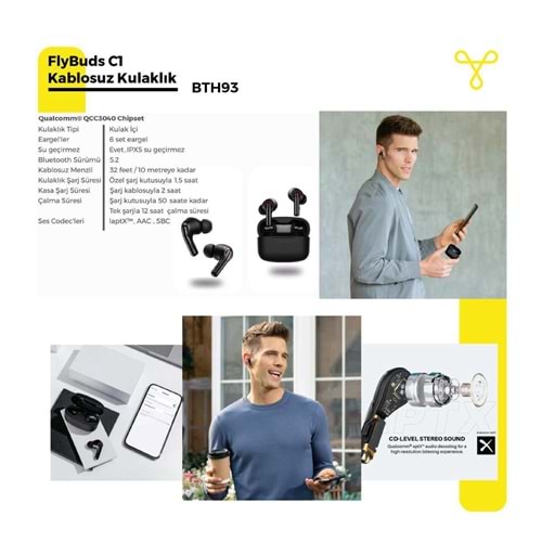 TRİBİT BTH93 FlyBuds C1 Gerçek Kablosuz Kulaklıklar
